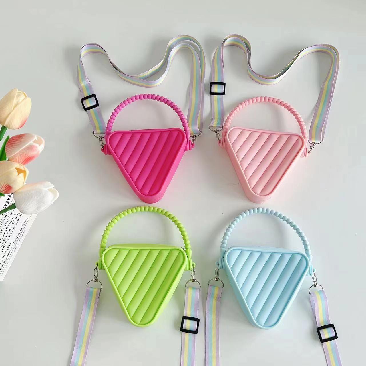 Mini Diamond Shaped Silicone Shoulder Bag - Rosered 4
