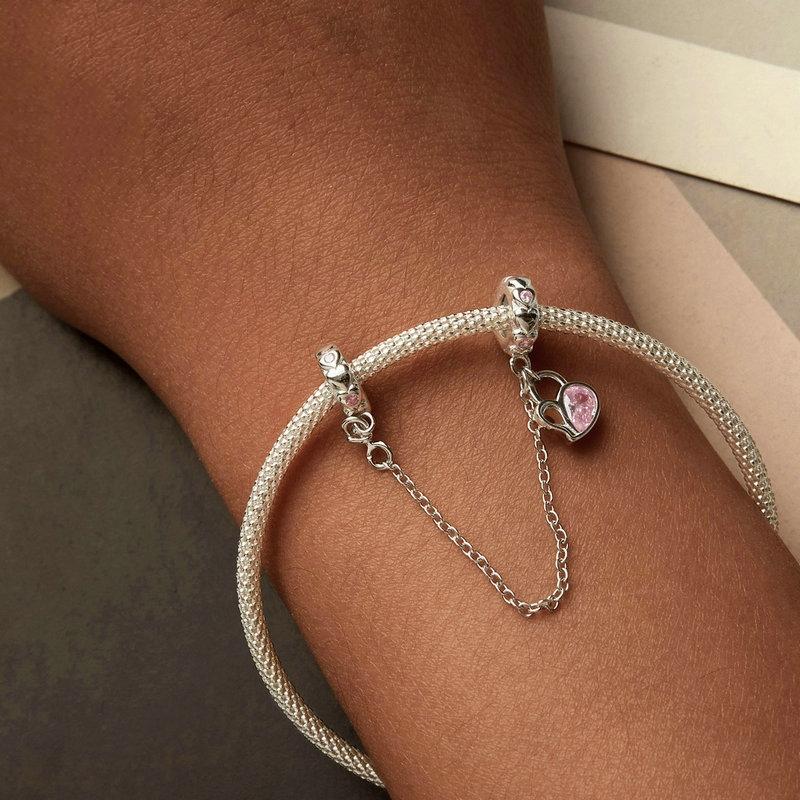 925 Sterling Silver Valentine Heart Lock Safety Chain For Diy Beading 6