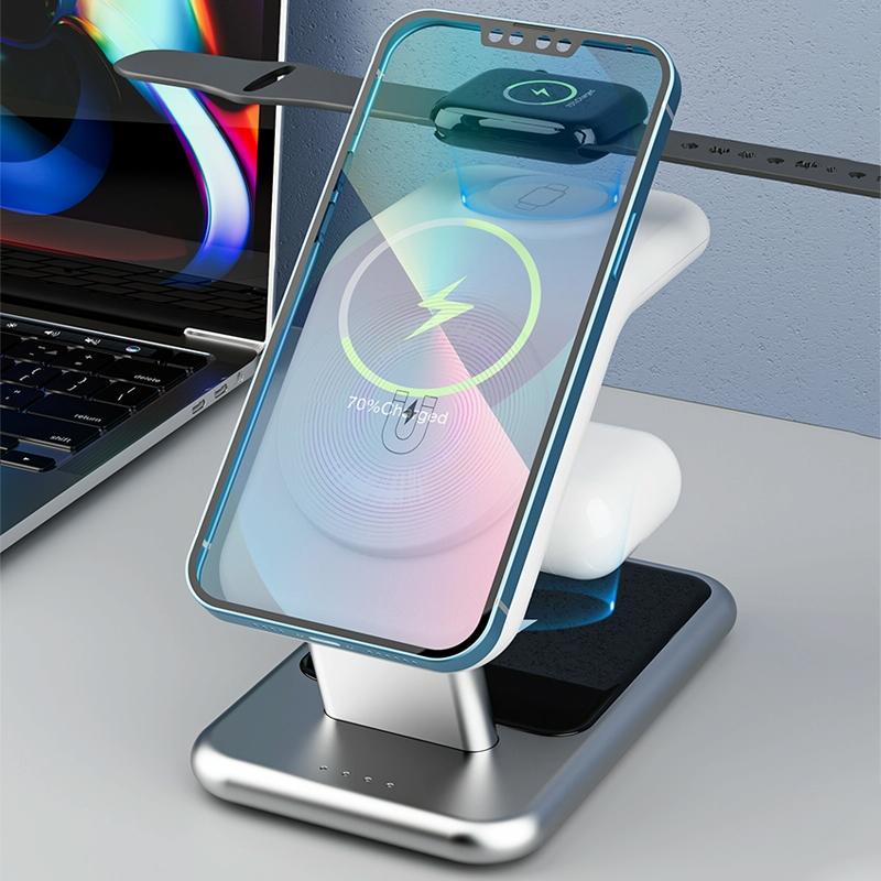 15W 3 In 1 Magnetic Wireless Charger - White 3