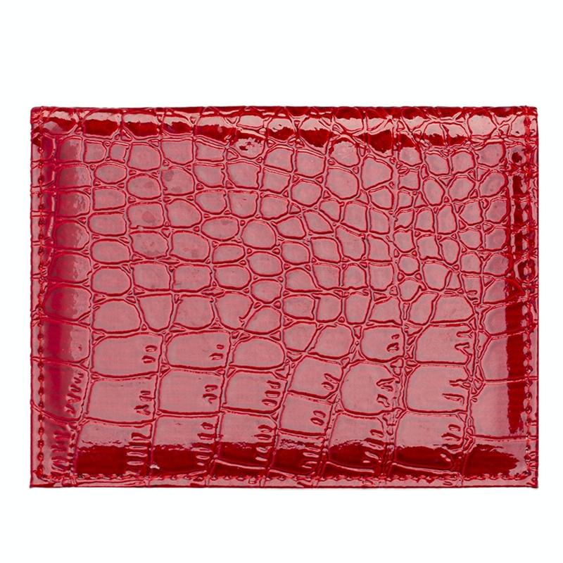 Pu Crocodile Pattern Card Holder Fits Cdc Documents - Red 12