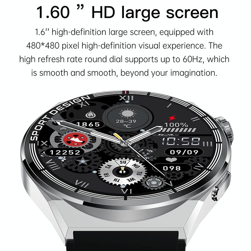 1.60 Inch Black Dial Silicone Band Ip68 Waterproof Smart Watch Support Bluetooth Call Black 5