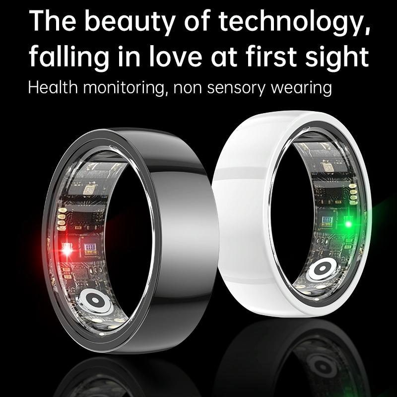 Smart Ring With Heart Rate Blood Oxygen Sleep & Sports Modes - Size 12 - Black 4