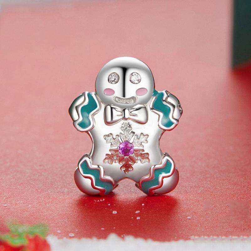925 Sterling Silver Gingerbread Man Bracelet Charm 3