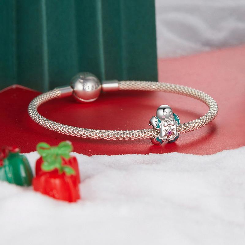 925 Sterling Silver Gingerbread Man Bracelet Charm 7