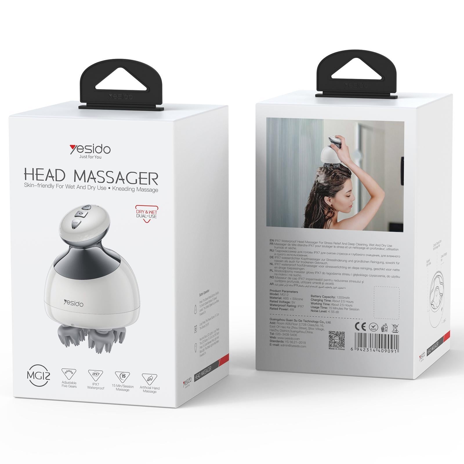 Yesido Mg12 Waterproof Head Massager White 4