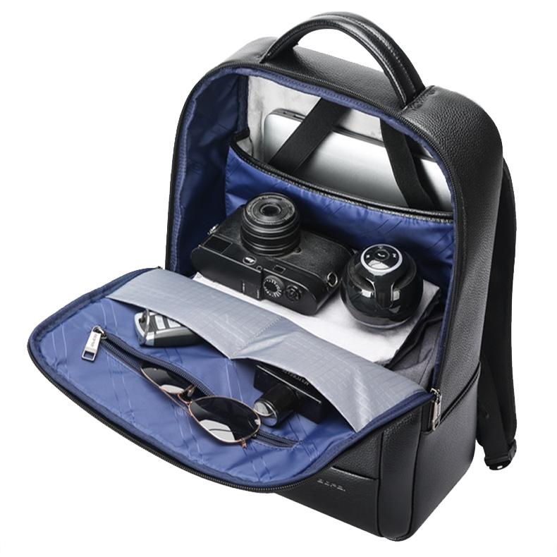 Large Business Laptop Backpack in First-layer Cowhide - Black 6