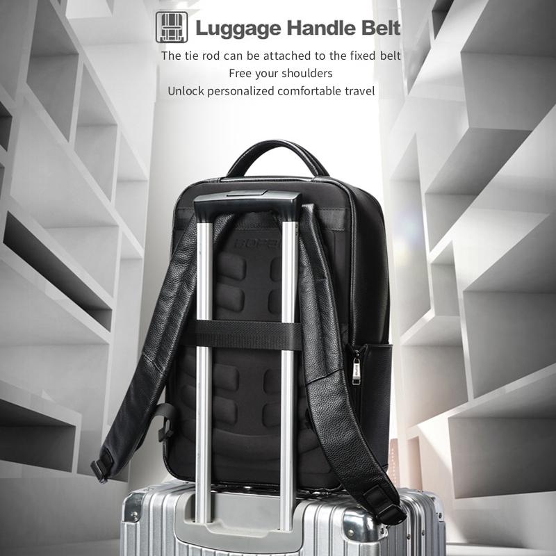 Large Business Laptop Backpack in First-layer Cowhide - Black 10