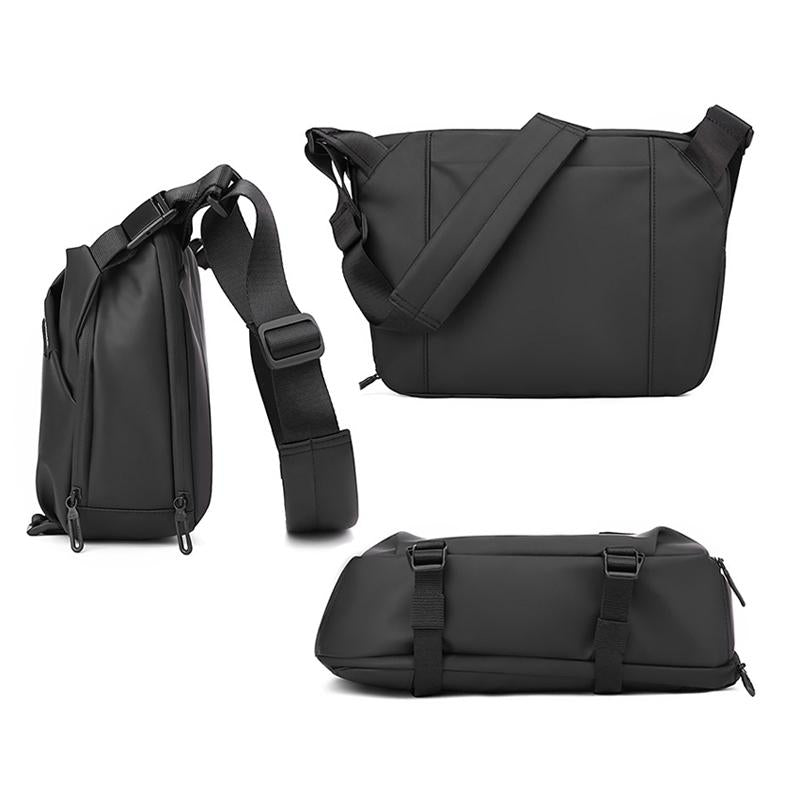Waterproof Men Crossbody Bag Large Capacity Multifunctional Shoulder Bag - Black 4