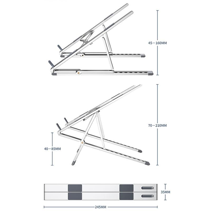 Adjustable Aluminum Laptop Cooling Bracket - Desktop - Gray 4