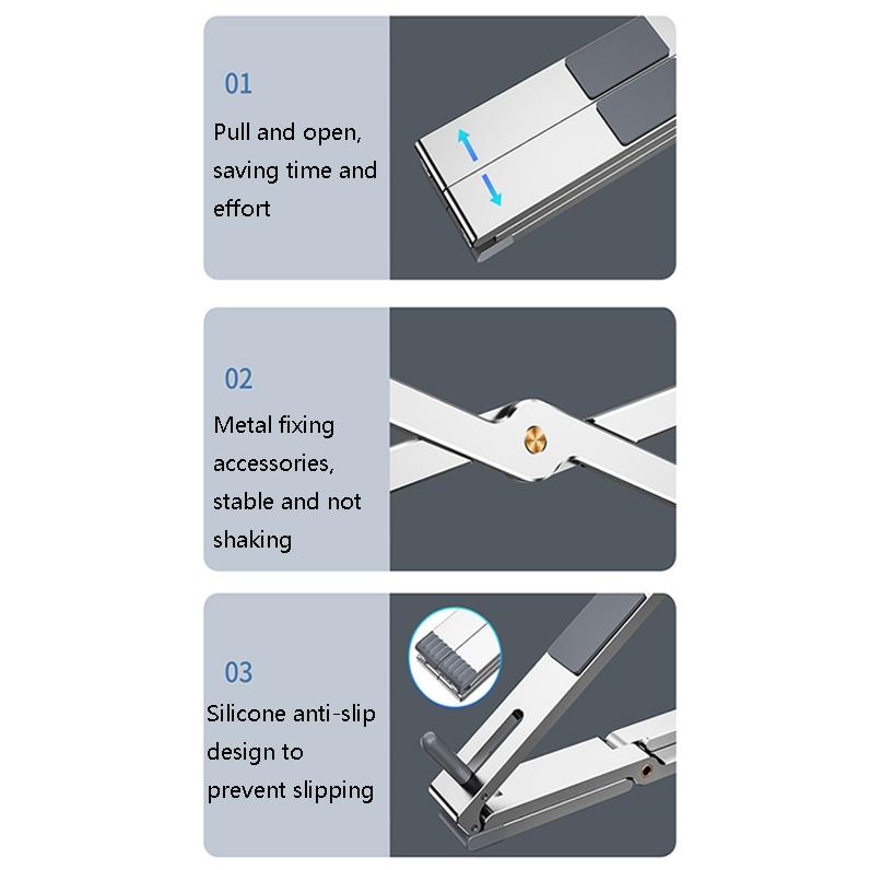 Adjustable Aluminum Laptop Cooling Bracket - Desktop - Gray 6