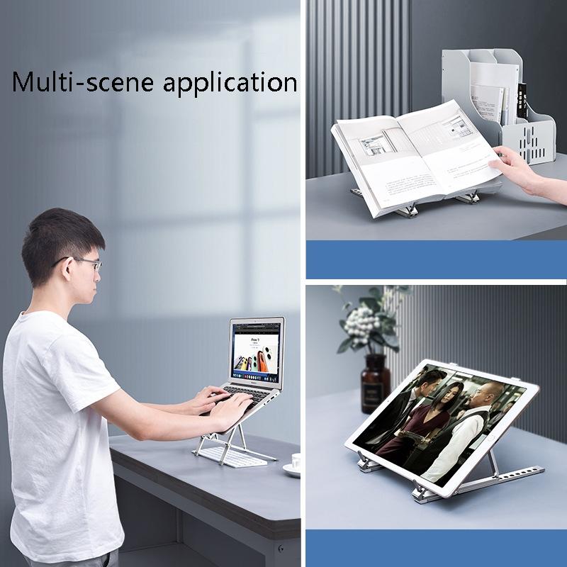 Adjustable Aluminum Laptop Cooling Bracket - Desktop - Gray 8