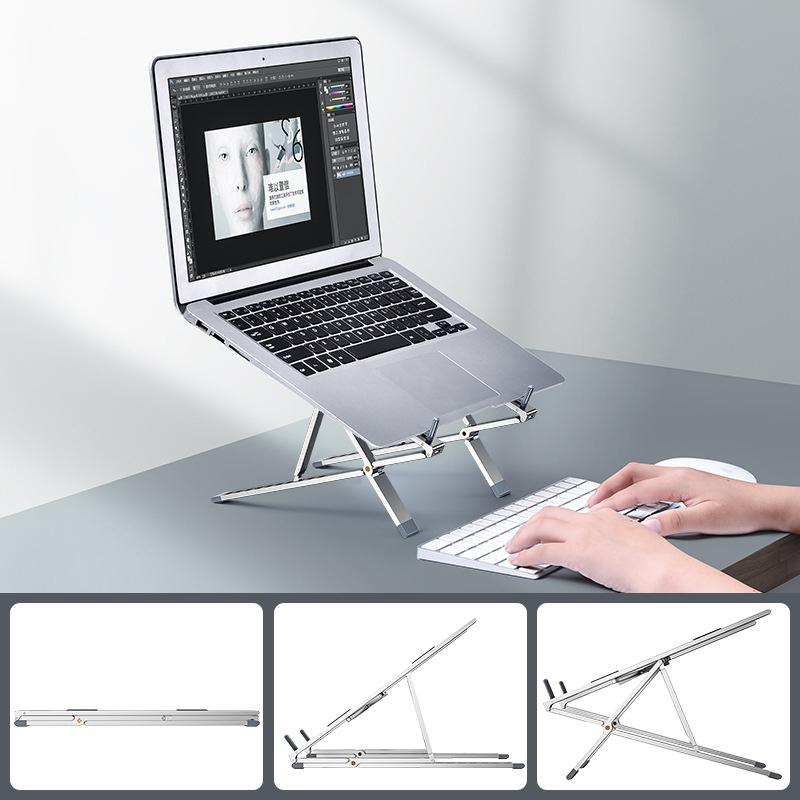 Adjustable Aluminum Laptop Cooling Bracket - Desktop - Gray 9