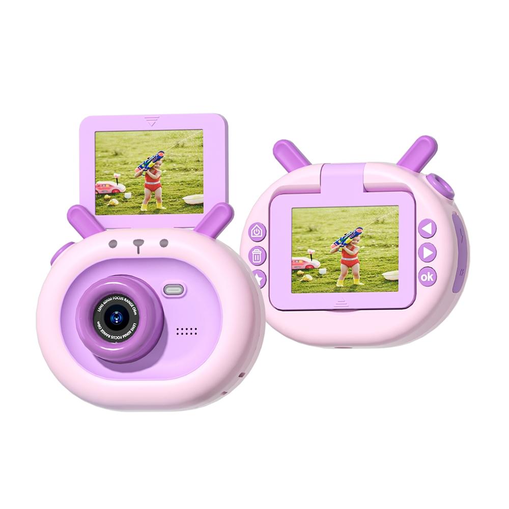 180-degree Flip-screen Cartoon Digital Camera with Stand 2.4-inch 1080p Hd - Violet 3