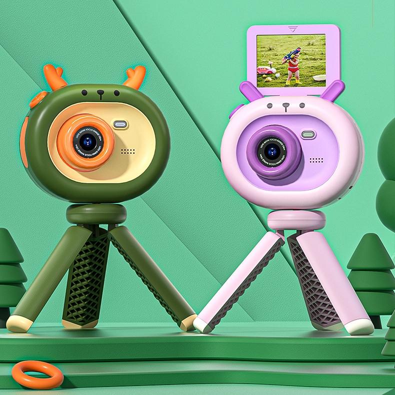 180-degree Flip-screen Cartoon Digital Camera with Stand 2.4-inch 1080p Hd - Violet 4