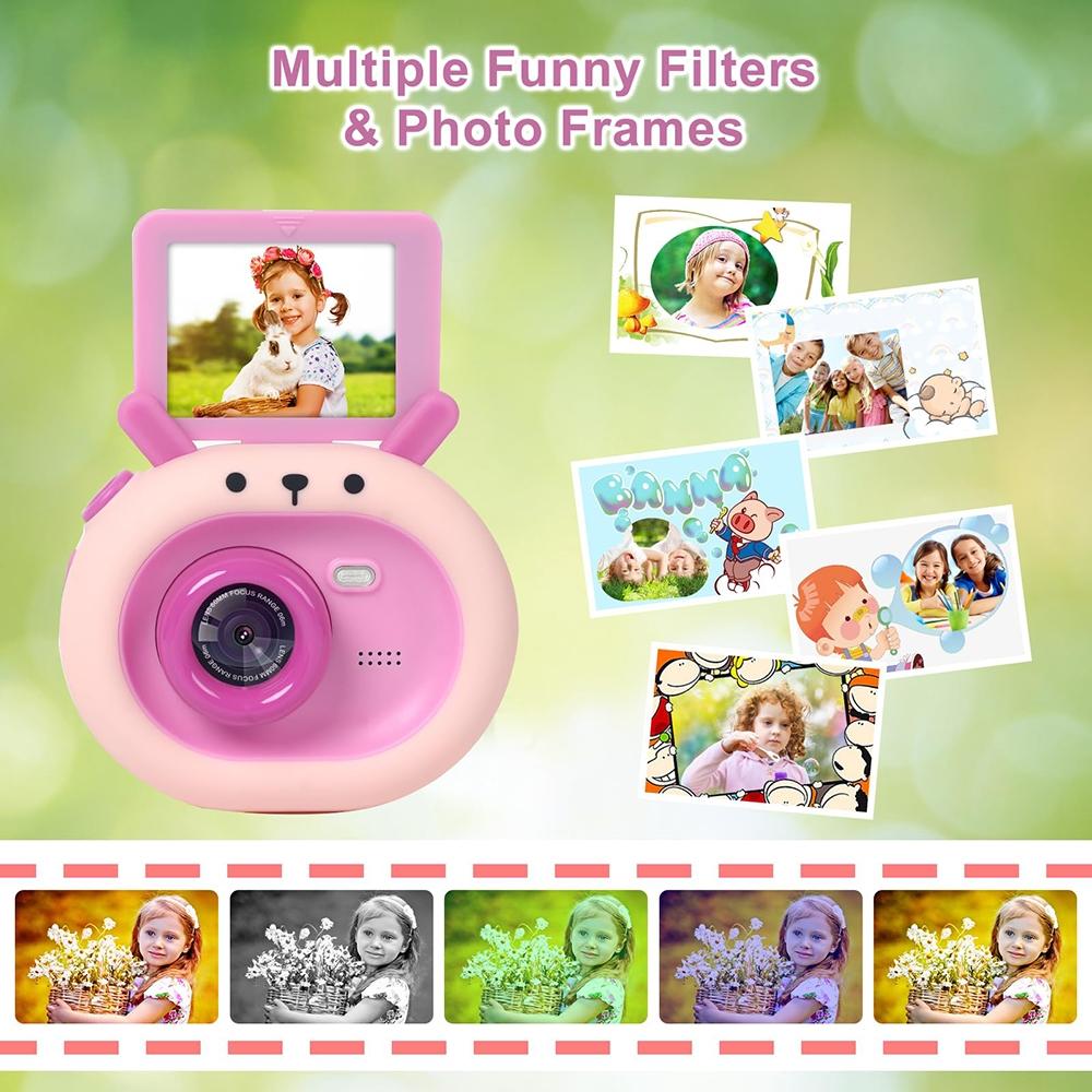 180-degree Flip-screen Cartoon Digital Camera with Stand 2.4-inch 1080p Hd - Violet 7