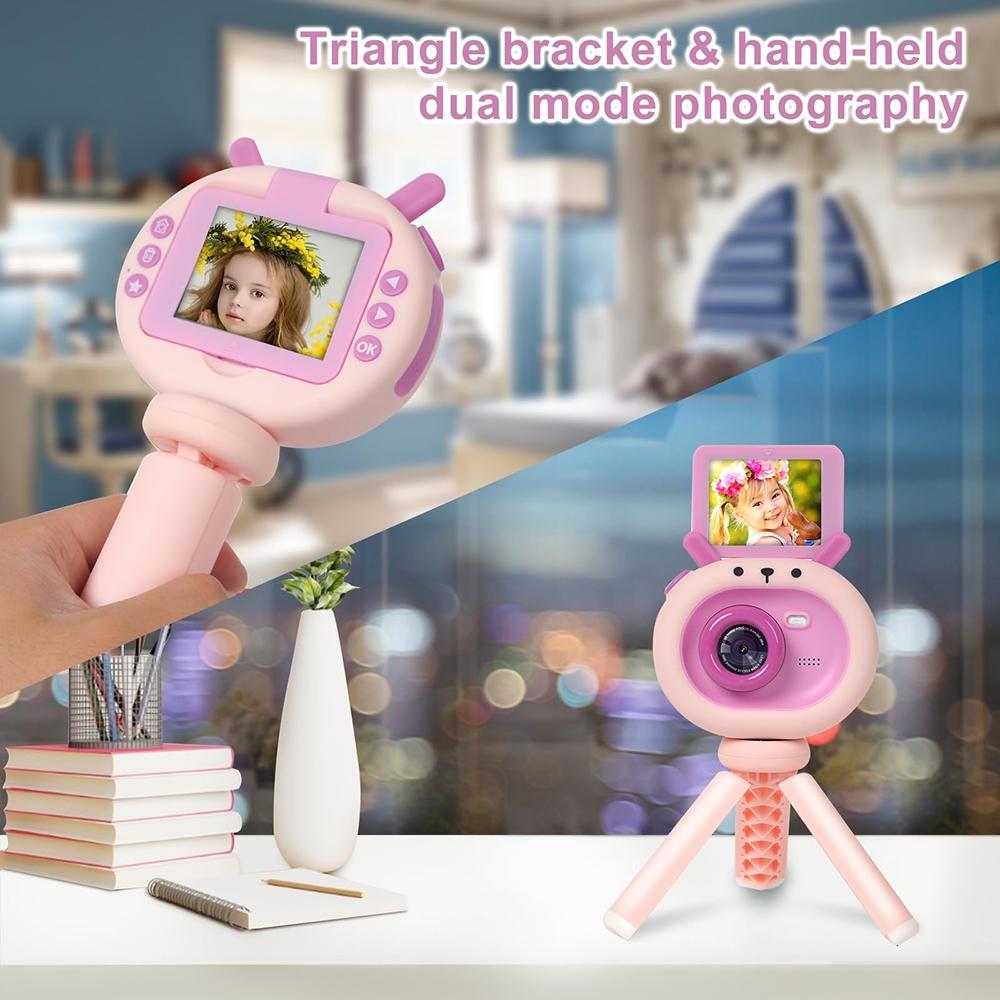 180-degree Flip-screen Cartoon Digital Camera with Stand 2.4-inch 1080p Hd - Violet 9