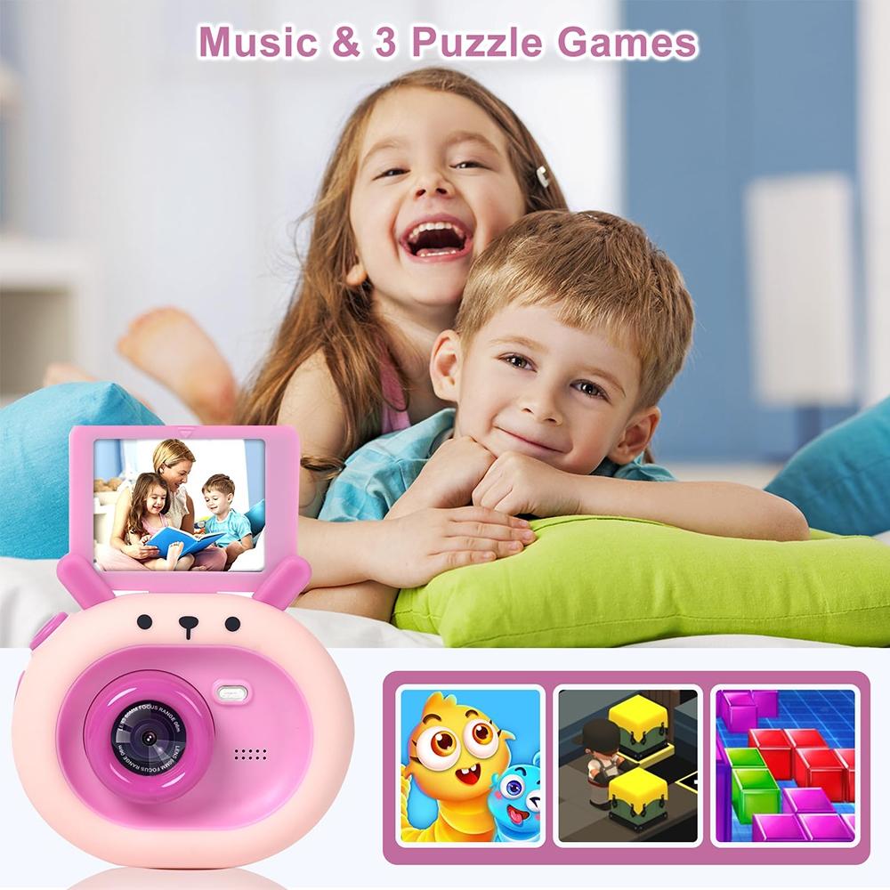 180-degree Flip-screen Cartoon Digital Camera with Stand 2.4-inch 1080p Hd - Violet 10