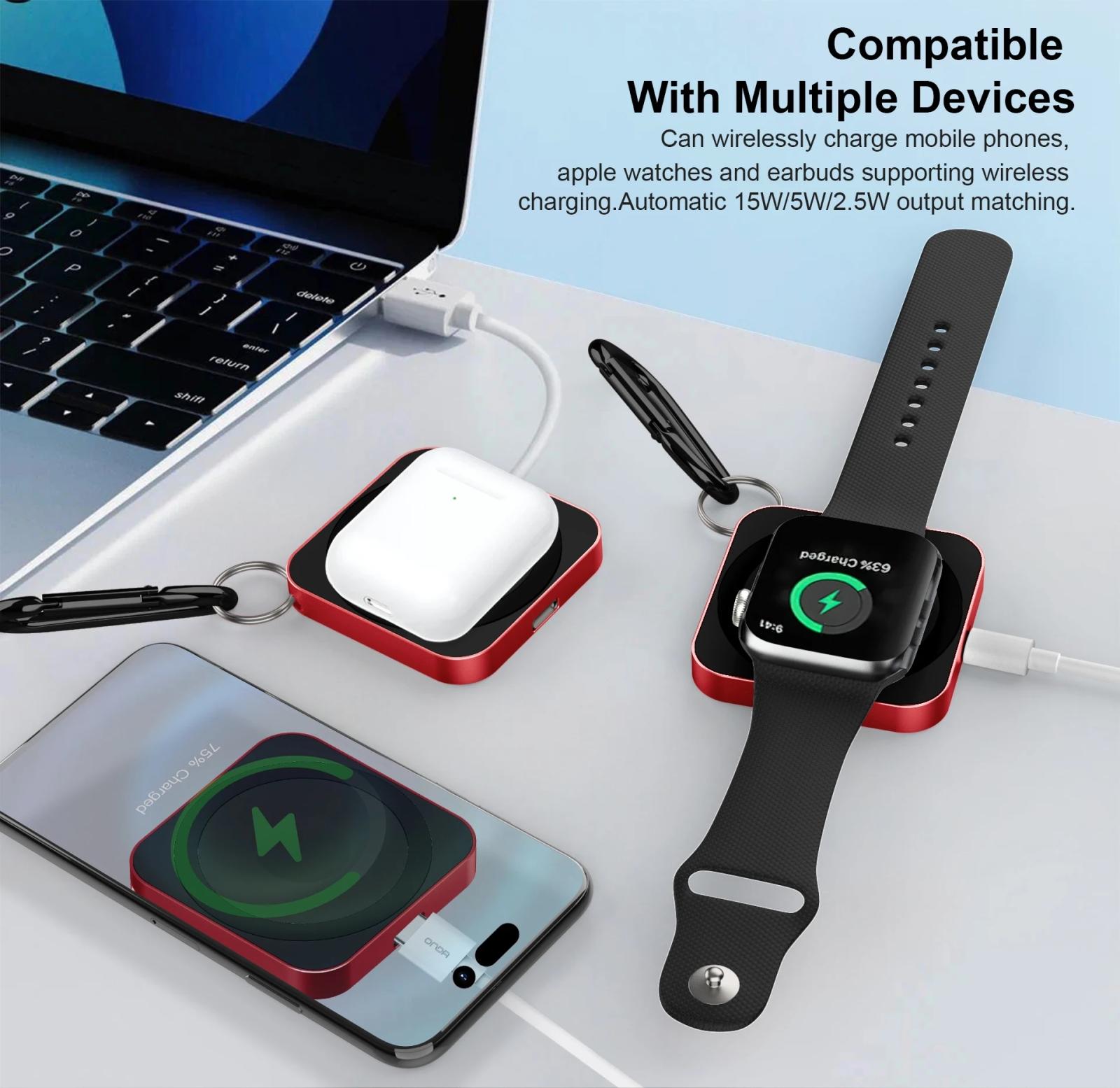 15W 3 In 1 Magnetic Wireless Charger For Smart Devices - Red 7