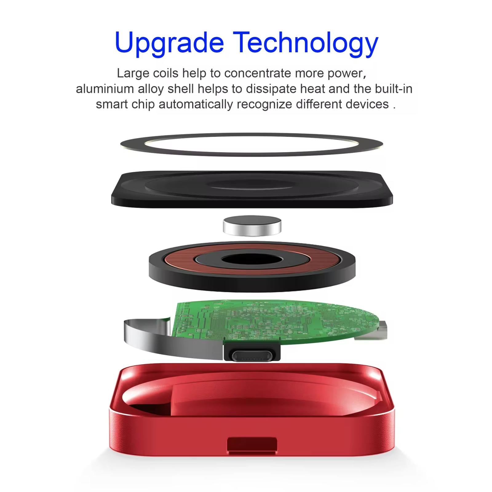 15W 3 In 1 Magnetic Wireless Charger For Smart Devices - Red 11