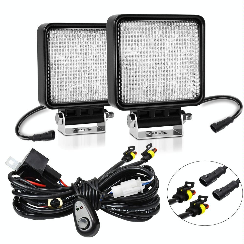 14W 9 - 30V 4 Inch Mixed Luminous Square Floodlight With Wire Set 4
