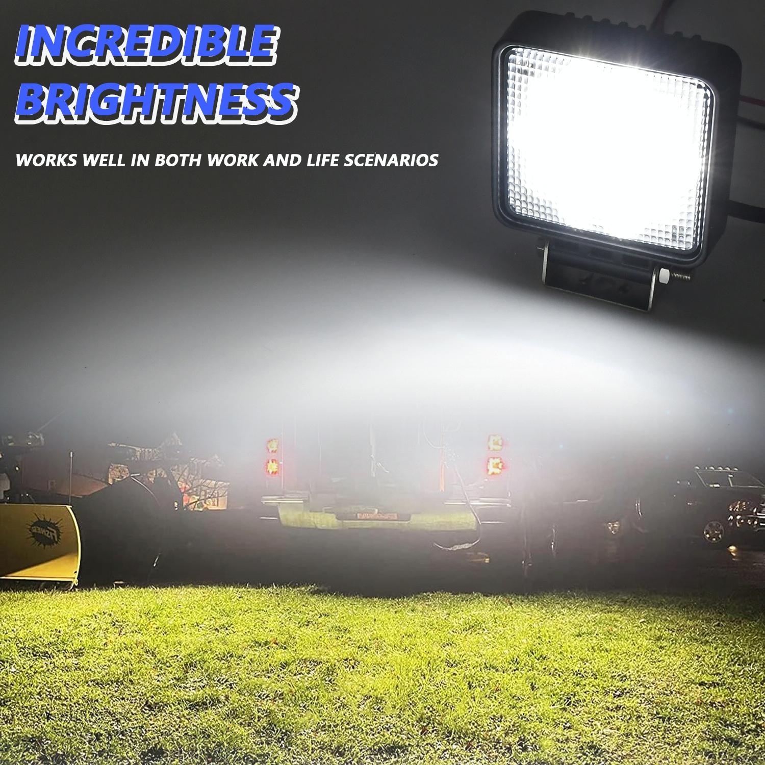 14W 9 - 30V 4 Inch Mixed Luminous Square Floodlight With Wire Set 12