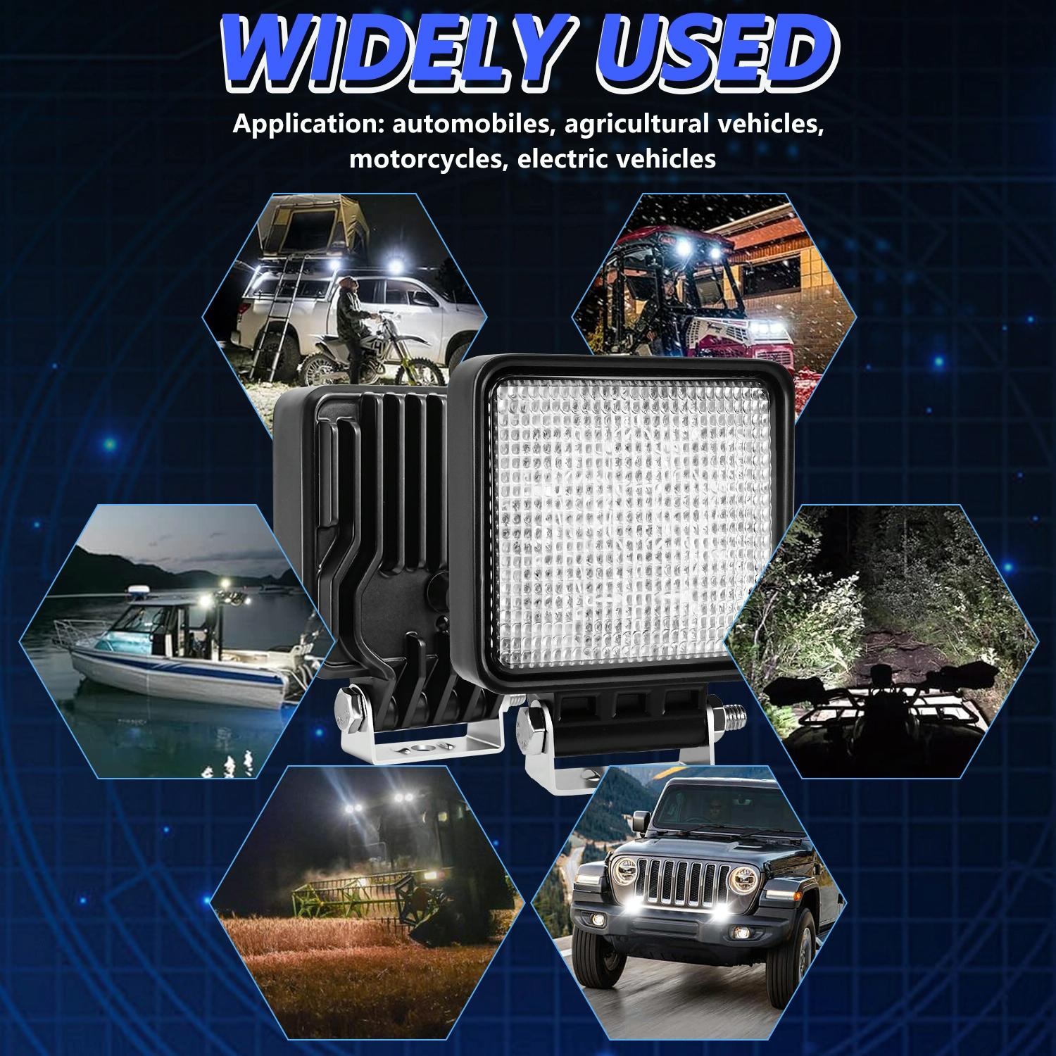 14W 9 - 30V 4 Inch Mixed Luminous Square Floodlight With Wire Set 13
