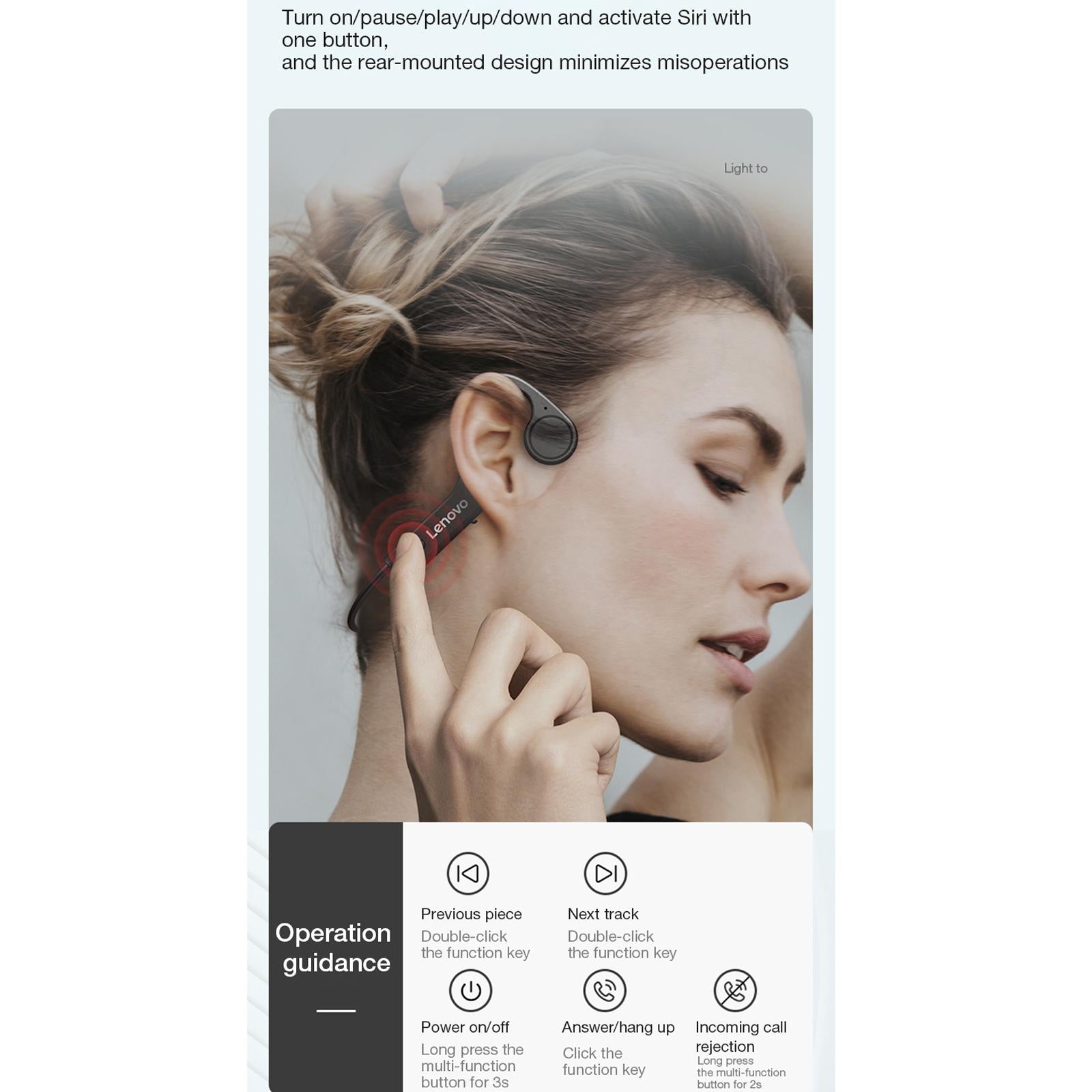 Waterproof Bone Conduction Bluetooth Earphones - Black 9
