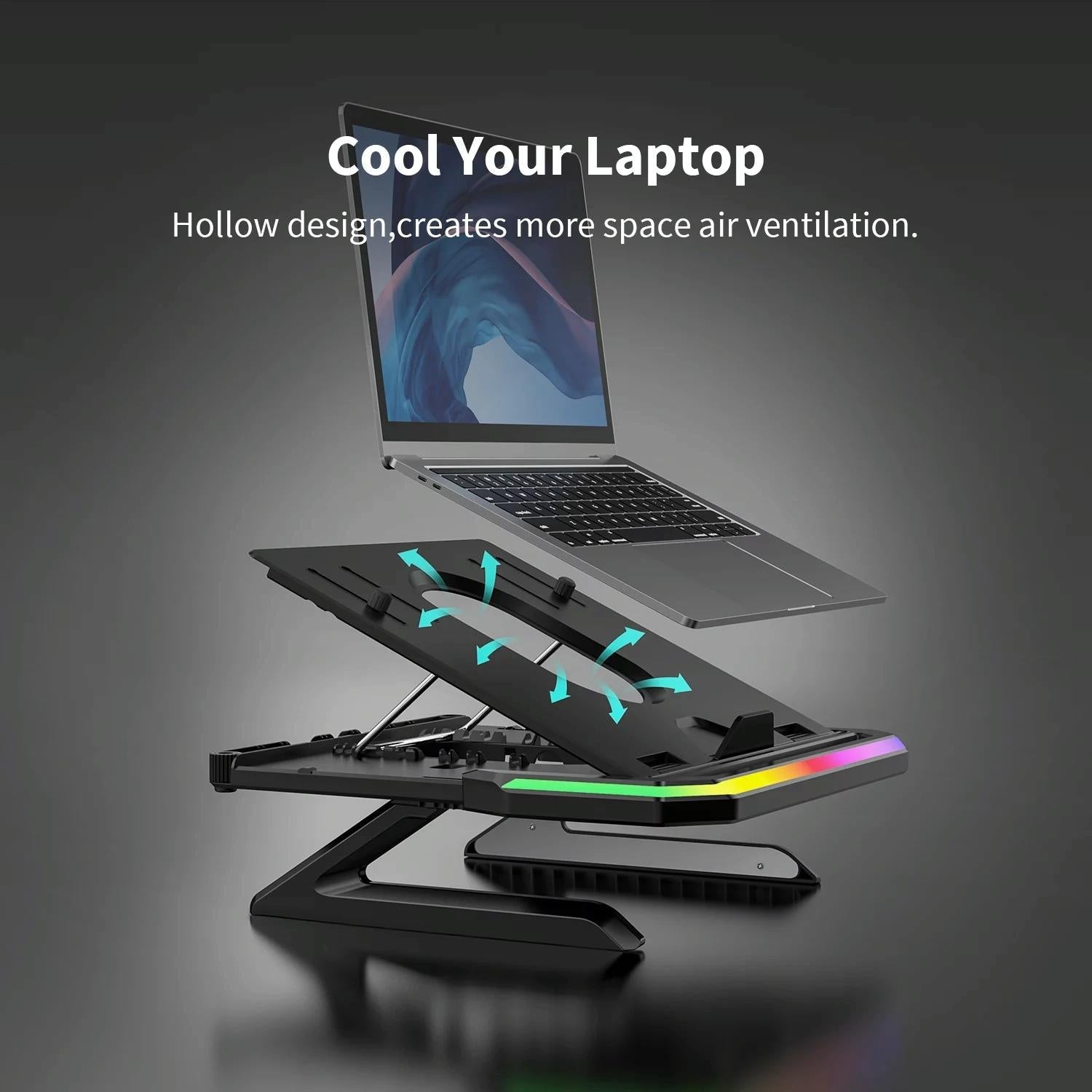 Adjustable Laptop Stand with 9 Levels of Lighting - Black 5