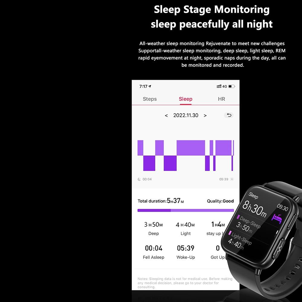 1.91 Inch Waterproof Smart Watch With Ai Diagnosis & Health Monitoring - Black 6