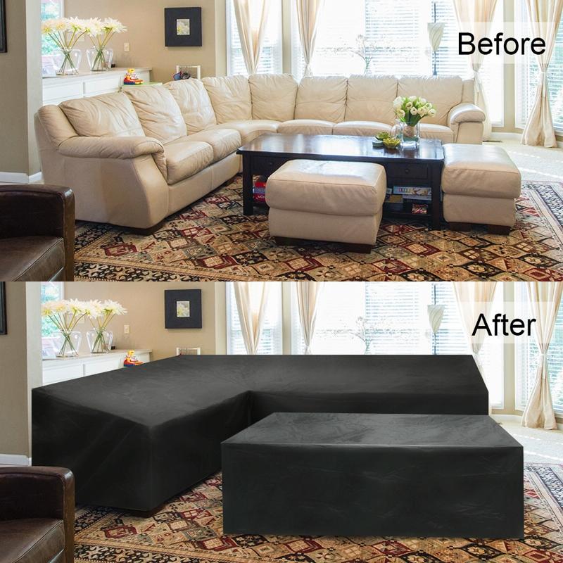 215x215x87cm Black Outdoor Corner Sofa Table Cover for Garden Furniture 8