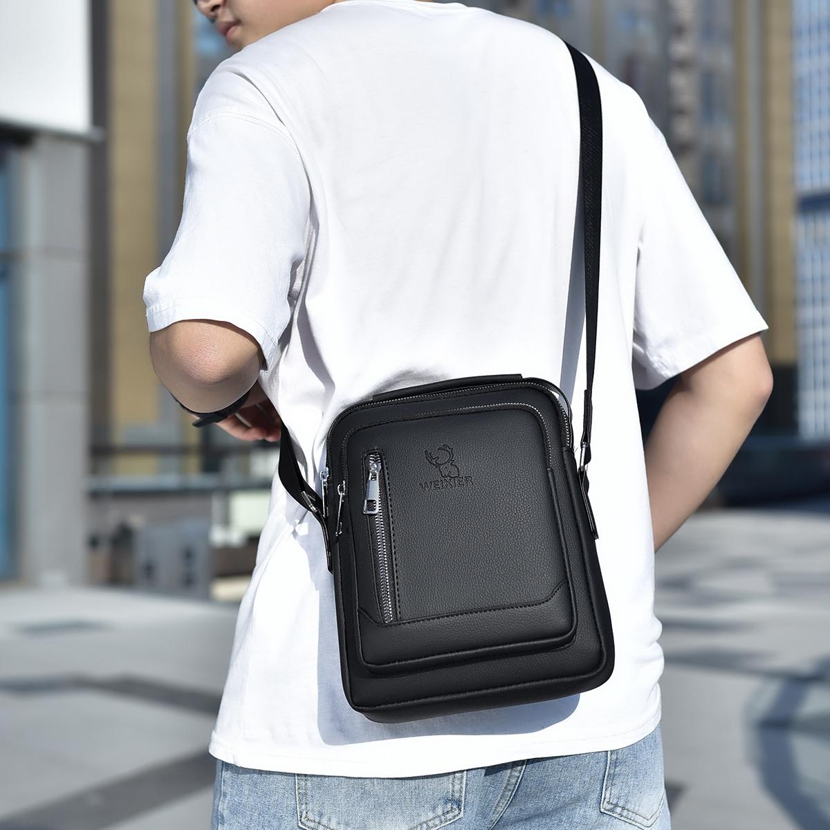 Men Multifunctional Crossbody Bag Versatile Single Shoulder Carry - Black 10