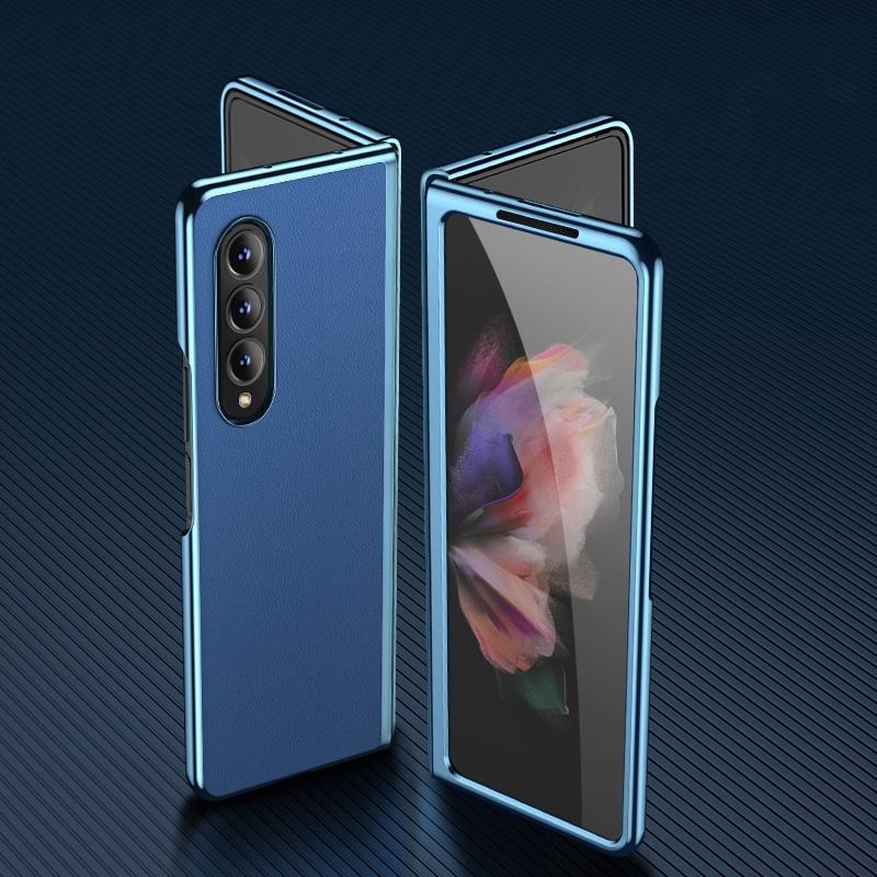 For Samsung Galaxy Z Fold4 5G Leather Plated Phone Cover - Black 10