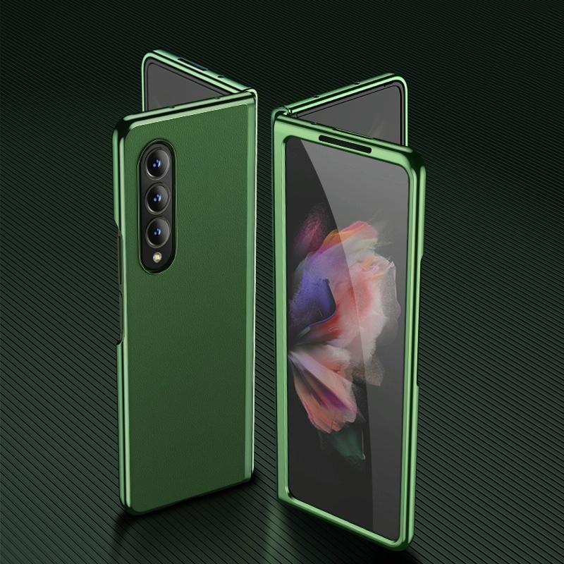 For Samsung Galaxy Z Fold4 5G Leather Plated Phone Cover - Black 11