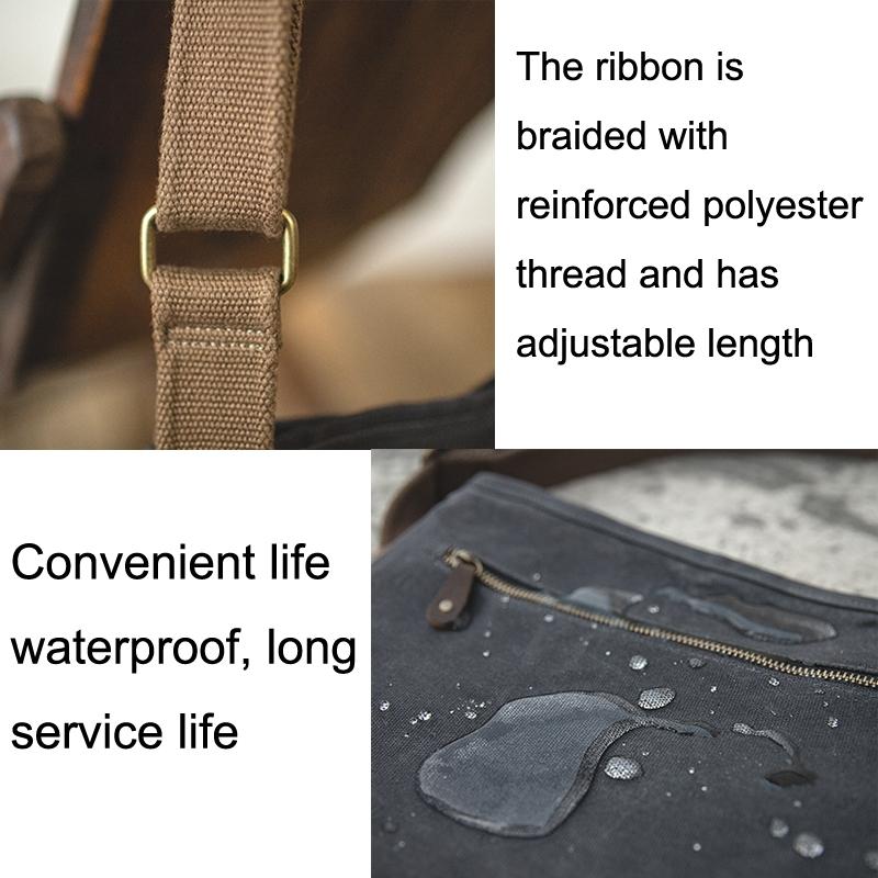 Retro Minimalist Oil Wax Canvas Shoulder Bag Dark Gray 5