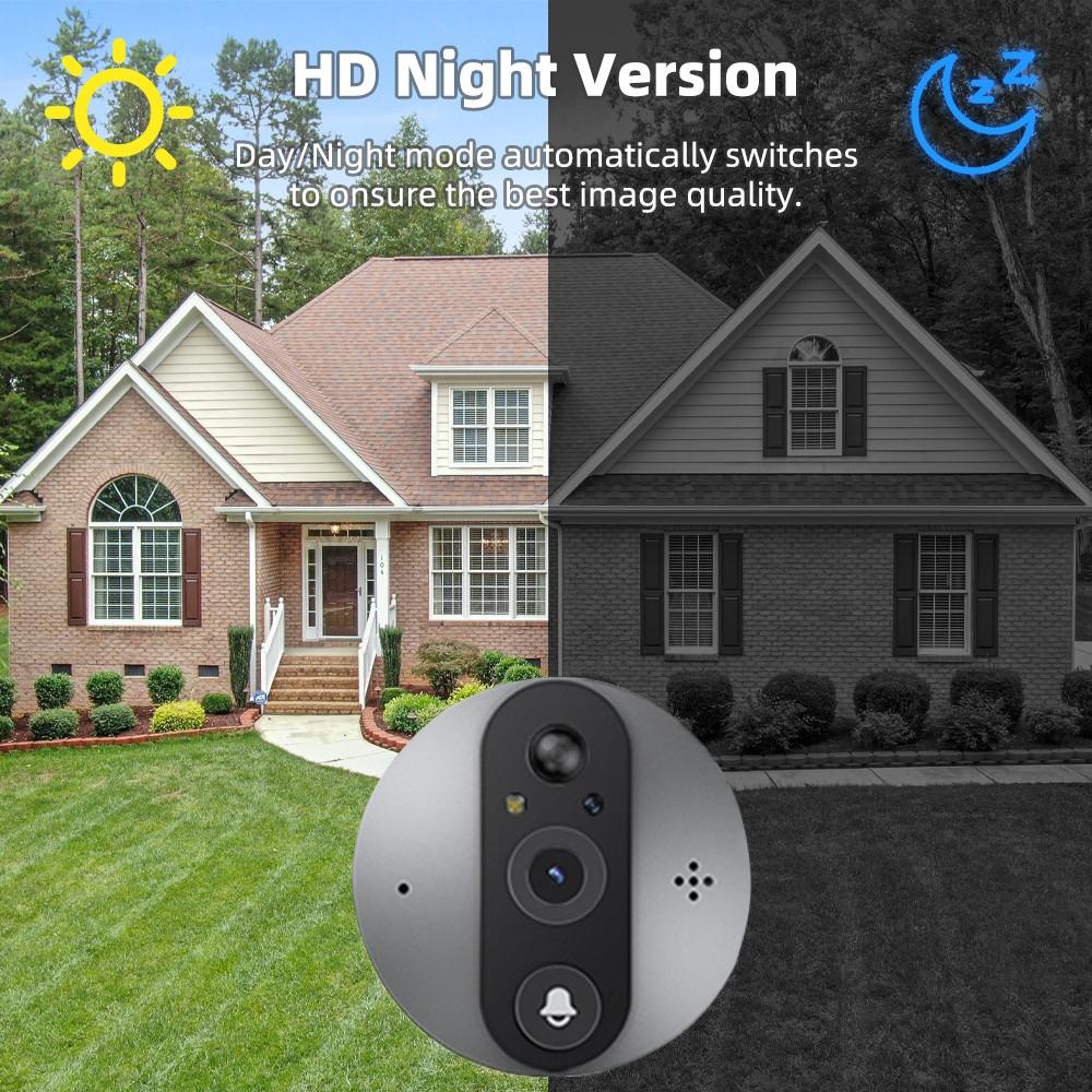 4.3 Inch Colour Screen Graffiti Hidden 1080P Wifi Smart Cat Eye Video Doorbell - Black 8