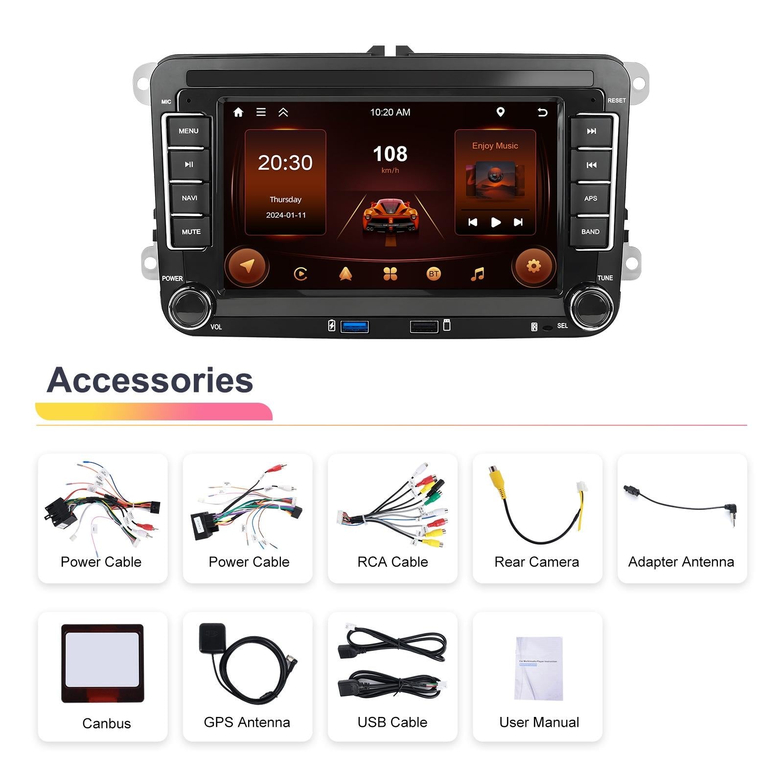 2 + 64G Carplay Android Navigation For Vw / Skoda - Reversing Camera - Large Screen 7