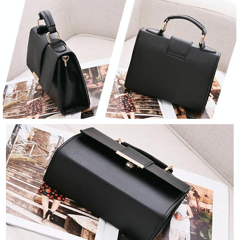 Women Small Leather Shoulder Bag - Flap Crossbody Messenger - Black 8
