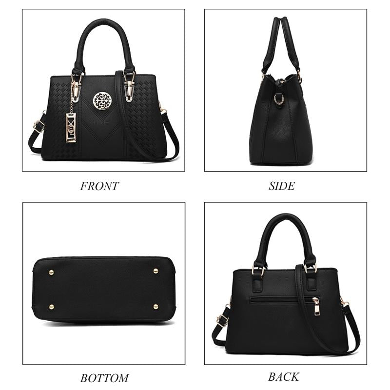 Women Leather Messenger Handbag - Stylish and Functional - Black 5
