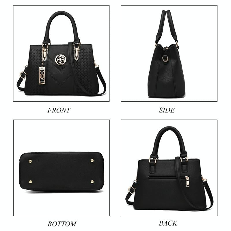 Women Leather Messenger Handbag - Stylish and Functional - Black 12