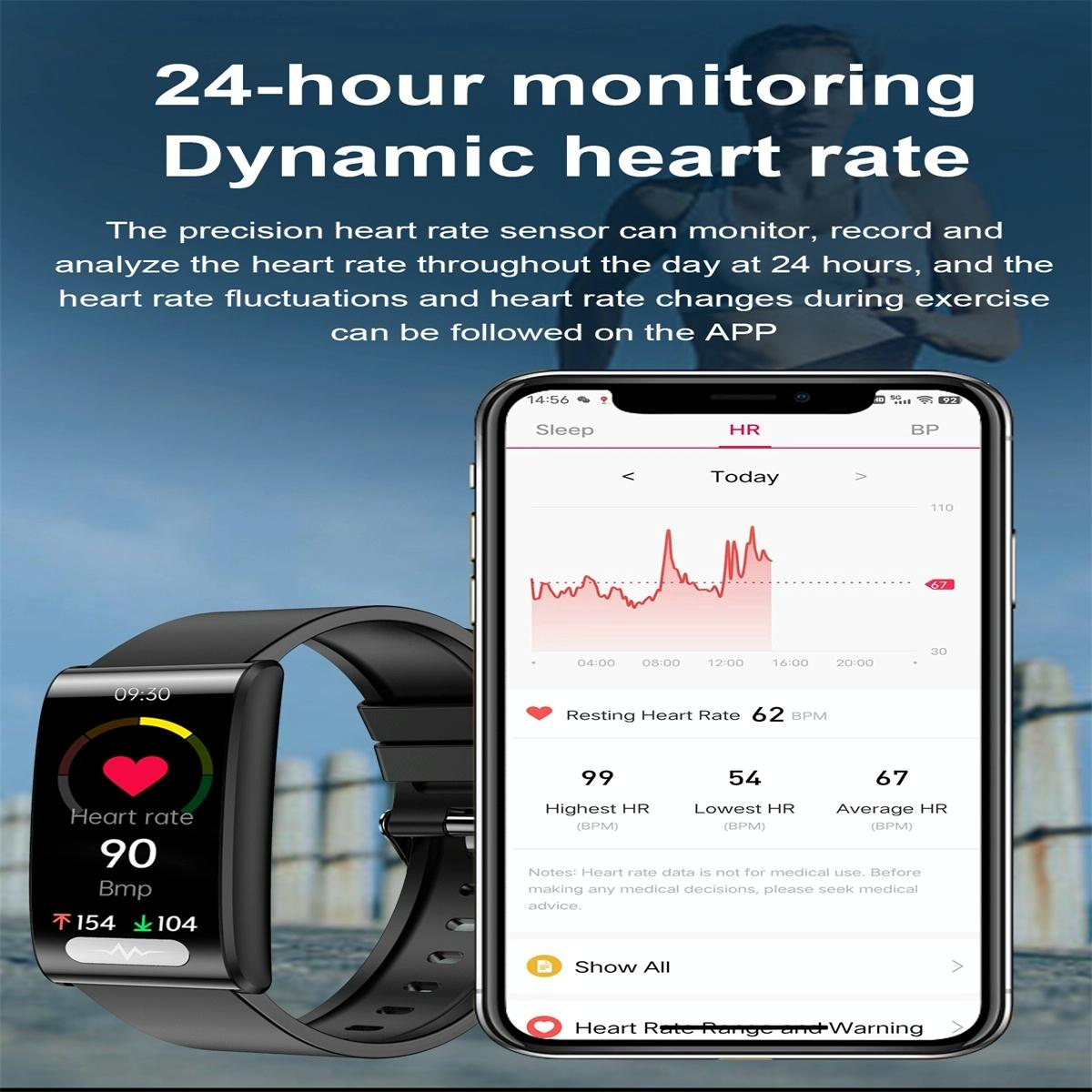 Smart Watch With Heart / Bp / Oxygen / Sugar Monitoring Silicone Strap Colour Screen - Black 5