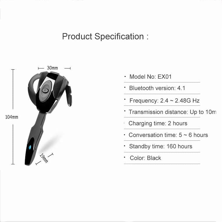 Business Bluetooth 5.0 Earphone with Hanging Ear Design - Black 11