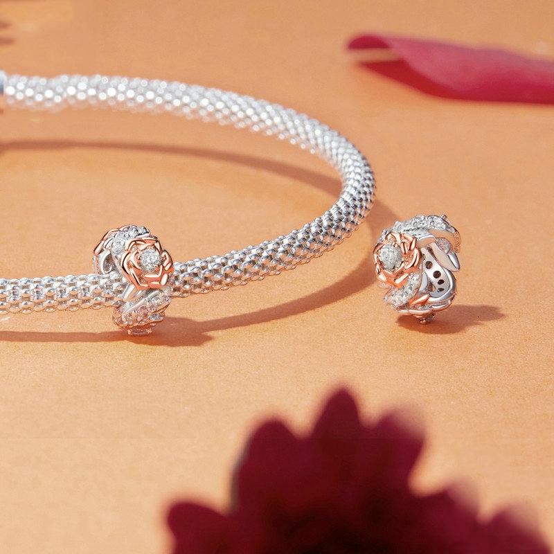 925 Sterling Silver Diy Beaded Rose Bracelet 4