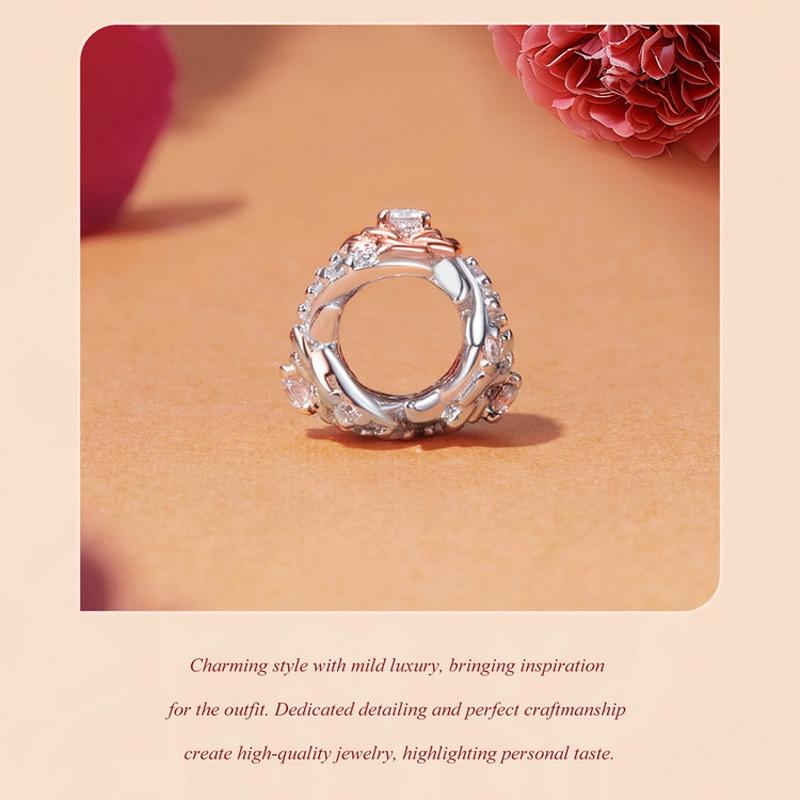 925 Sterling Silver Diy Beaded Rose Bracelet 6