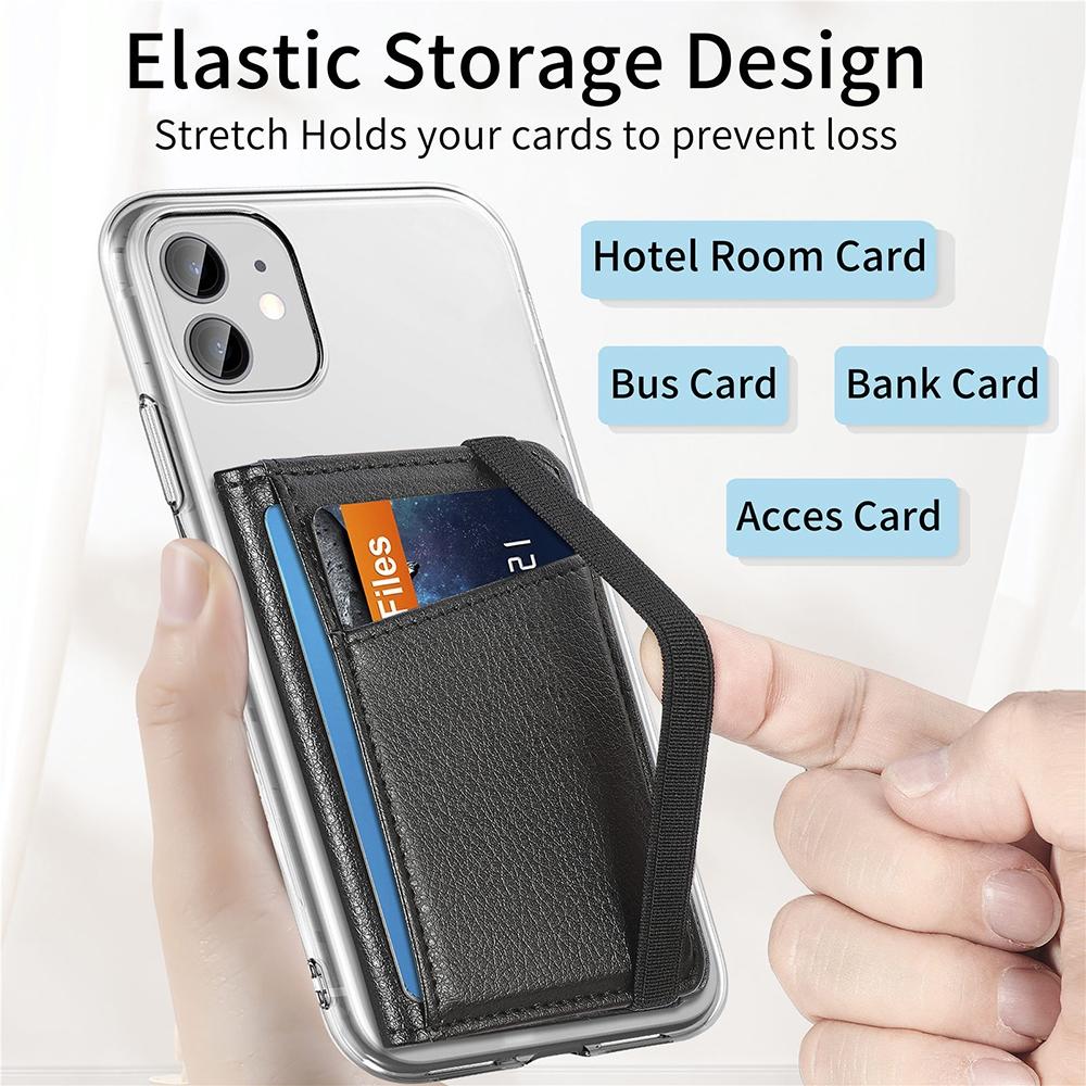 Pu Leather Phone Card Holder With Bracket Multifunctional - Black 7