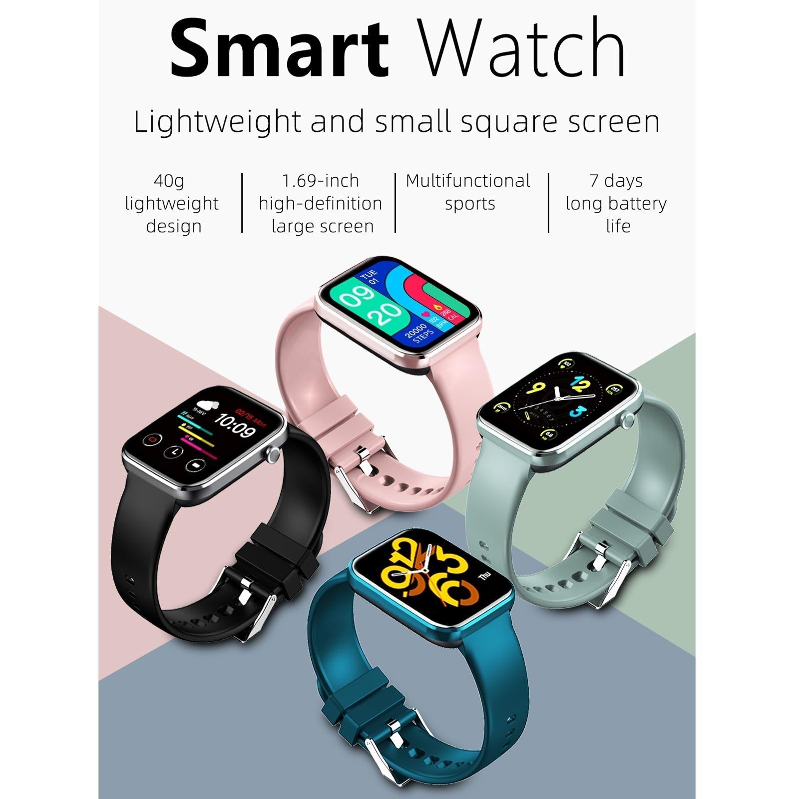 1.69 Inch Ip67 Waterproof Smart Watch With Touch Screen Health Monitoring - Red 10