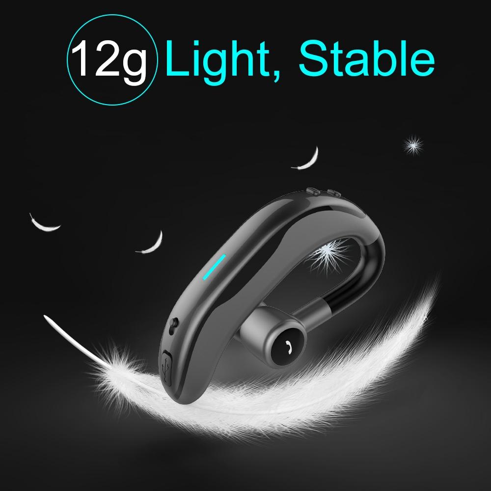 Wireless Ear-hook Bluetooth Earphone with Mic - Car Handsfree - Black Grey 4
