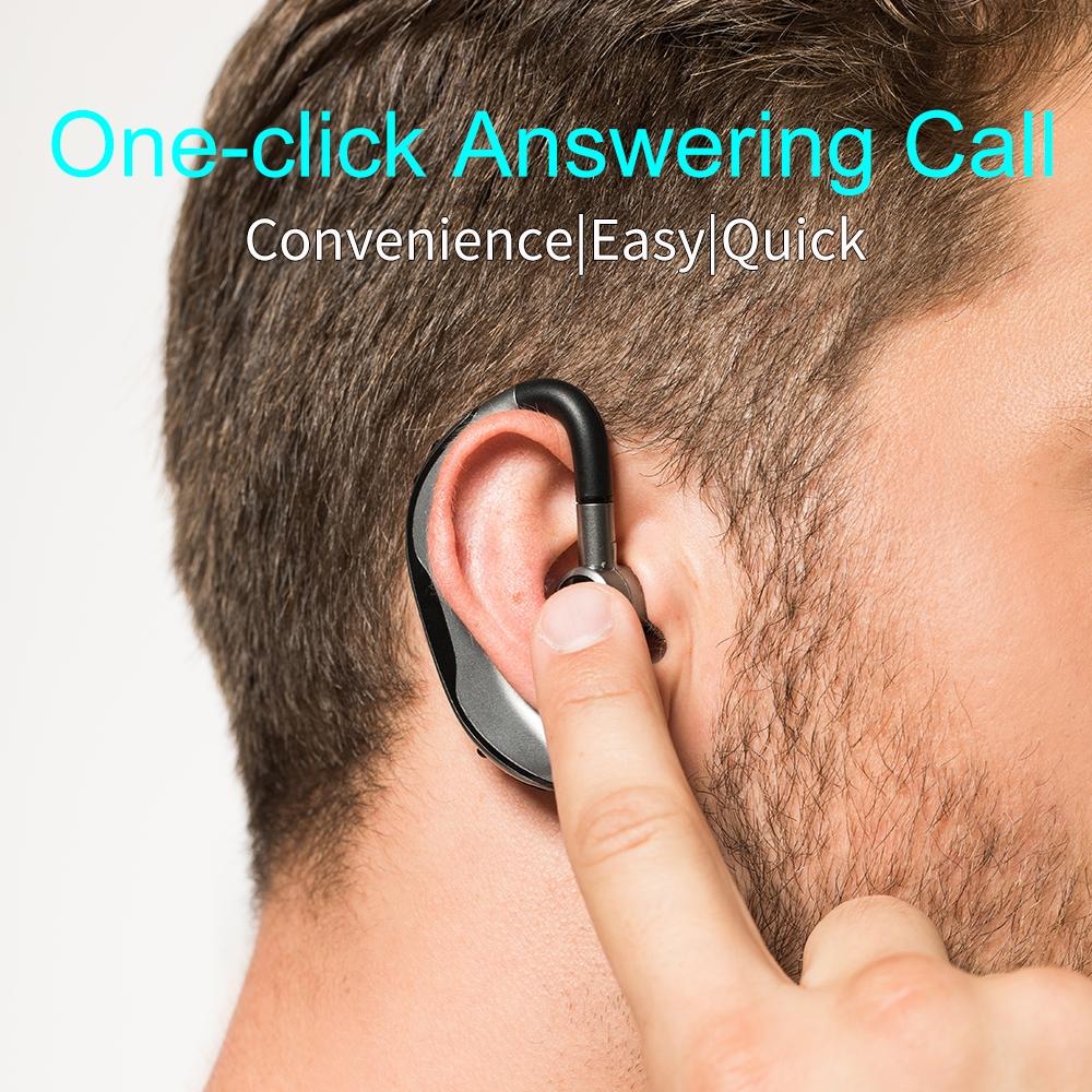 Wireless Ear-hook Bluetooth Earphone with Mic - Car Handsfree - Black Grey 5