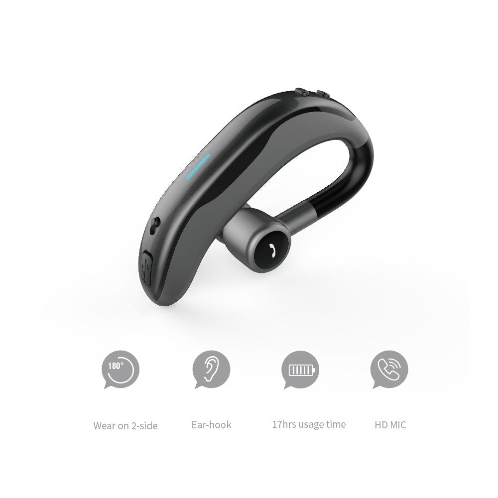 Wireless Ear-hook Bluetooth Earphone with Mic - Car Handsfree - Black Grey 7