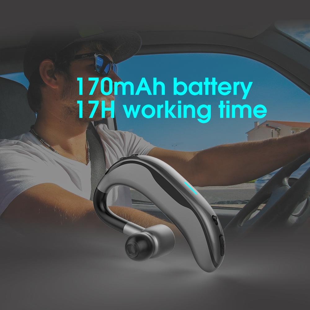 Wireless Ear-hook Bluetooth Earphone with Mic - Car Handsfree - Black Grey 11
