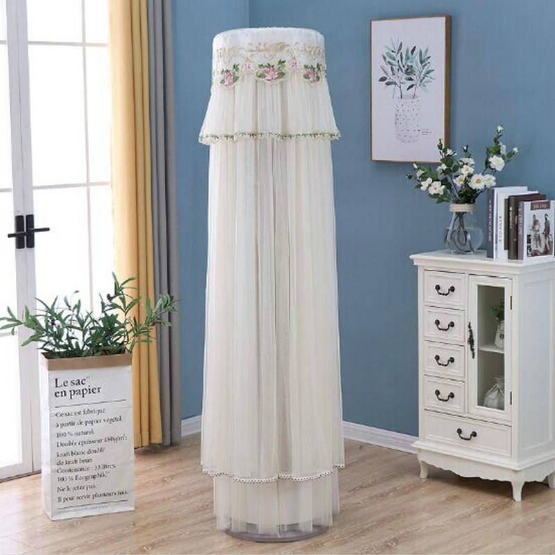 170cm Vertical Lace Air Conditioner Dust Cover - Round Column - White 9